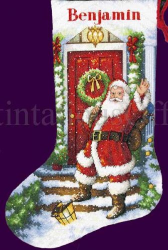 Marcello Corti Santa Claus Gold Collection Counted Cross Stitch Christmas Stocking Kit