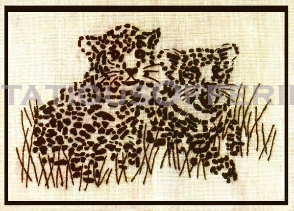 RARE JAGUAR BABIES NINA WINTERS CREWEL EMBROIDERY KIT WILLIAMS BIG CAT CUBS