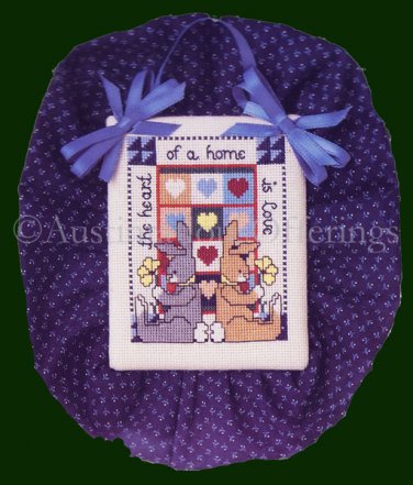 Rare Jeremiah Junction Bunnie Hugs Heart Of The Home is Love Cross Stitch Kit