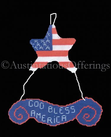 Rare Patriotic Celebration Needlepoint Kit God Bless America USA Flag Mobil