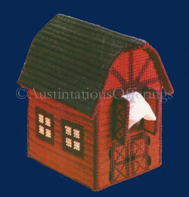 COUNTRY BARN NEEDLEPOINT PLASTIC CANVAS TISSUE BOX COVER  KIT