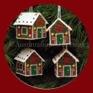 Rare Gingerbread House Ornaments Set Plastic Canvas Needlepoint Kit