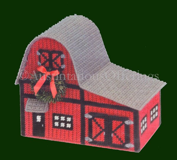 RARE BARN BUILDING PLASTIC CANVAS NEEDLEPOINT KIT