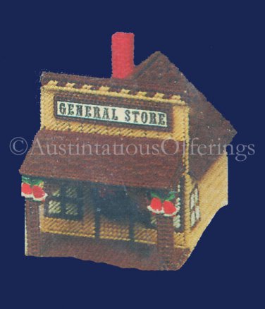 RARE GENERAL STORE MUSICAL BUILDING PLASTIC CANVAS NEEDLEPOINT KIT