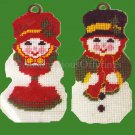 Rare Snow Man and Snow Lady Couple Plastic Canvas Needlepoint Kit Winter