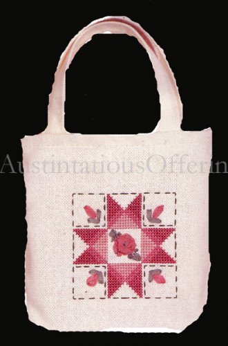 QUILT SQUARE SMALL TOTE SILK RIBBON EMBROIDERY KIT SUITS BEGINNING STITCHERS