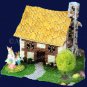 RARE EASTER SPRING BUNNY COTTAGE MUSICAL BUILDING PLASTIC CANVAS NEEDLEPOINT KIT