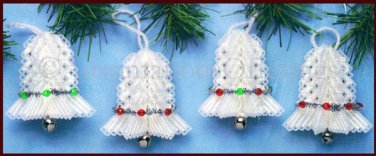 Rare Lace Bells Ornaments Set Plastic Canvas Needlepoint Kit