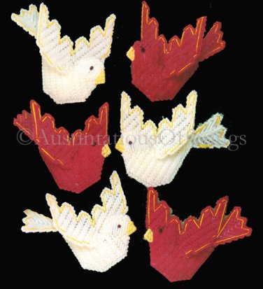 Rare Cardinal Ornaments Set Plastic Canvas Needlepoint Kit