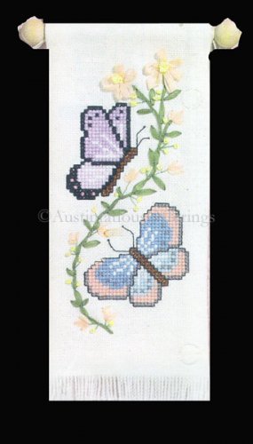 BUTTERFLIES CROSS STITCH AND SILK RIBBON EMBROIDERY KIT