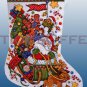 Elliott Santa Claus in Sleigh Cross Stitch Christmas Stocking Kit Sled Full of Toys