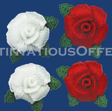 RARE MAXIM CHRISTMAS ROSE ORNAMENT SET PLASTIC CANVAS NEEDLEPOINT KIT