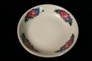 HOMER LAUGHLIN LARGE SERVING BOWL ROSE D50N8 FLOWERS 14in wide