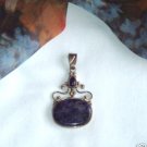 Amethyst Cabochon Gem Stone Sterling Silver Pendant