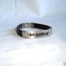 Unique Modern Bracelet Stainless Steel & Rubber 8.6"