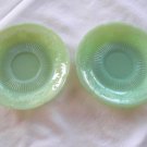 Set of 2 Green Jadeite Jadite Fire King Glass Saucer Dishes Estate Find