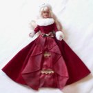 Fashionable Winter Barbie Style Doll Red Velvet Holiday Snow Gown 1998