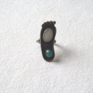 Vintage Native American Silver Turqouise Shell FOOT Ring