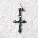 One Old Turquoise and Silver Cross Earring (Can be made into a necklace pendant)