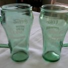 Vintage Collectible Coke Coca Cola Cowboy Whataburger GreenGlasses with Handles