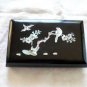 Asian Black Lacquered Trinket Box Mother of Pearl Inlays "For Pet Food Bank"