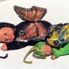 Lot 2 Anne Geddes Baby Butterfly Dolls Black 15" Green 9" Collectible Doll