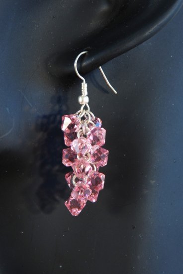 Designer fashion, bridal, prom crystal earrings jewelry, Swarovski Light Rose - EAR 0007