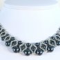 Designer bridal, crystal necklace jewelry, Swarovski Black Pearls / Crystal / Silver - NEC 0016