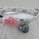Shabby Chic Pink Grey with Mouse Bell Cat Break Away Collar