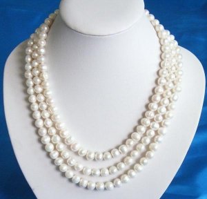 3 Strand 10-11mm Genuine Fresh Water Pearls necklace