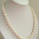 Genuine 10mm Round White Cultured Freshwater Pearl necklace with 14K Gold Clasp