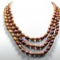 10mm-12mm 3 Row Genuine Chinese Coffee Cultured Pearl Necklace