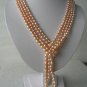 Genuine 116 Inch Lustrous Pink Pearl Necklace