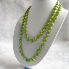 12-13mm Genuine Green Pearl Coin Necklace 48 inch