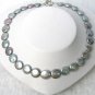 13mm Round Genuine Grey Pearl Coin Necklace