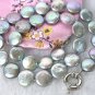 13mm Round Genuine Grey Pearl Coin Necklace