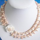 14mm Genuine Double Strand Pink Peanut Fresh Water Pearl Necklace