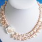 14mm Genuine Double Strand Pink Peanut Fresh Water Pearl Necklace