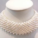 8 Row White Freshwater Pearls Choker Necklace