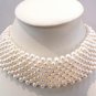 8 Row White Freshwater Pearls Choker Necklace