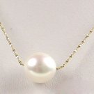 14 K Gold Chain Necklace with White Freshwater Pearl