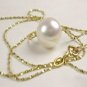 14 K Gold Chain Necklace with White Freshwater Pearl