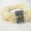 Twisted 10 Row White Pearl Bracelet