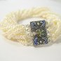 Twisted 10 Row White Pearl Bracelet