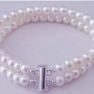 2 Strand White Freshwater Pearls Bracelet