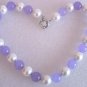 Lavender Jade and White Freshwater Pearls Necklace