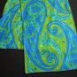 Vintage Vera  Mod 60's Green & Blue Paisley Power Long Scarf  *Made In the USA*