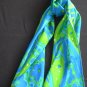 Vintage Vera  Mod 60's Green & Blue Paisley Power Long Scarf  *Made In the USA*