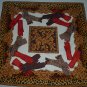 Vintage Large Square Silk Scarf Women's Gloves with an Animal Print Boarder