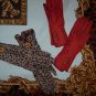 Vintage Large Square Silk Scarf Women's Gloves with an Animal Print Boarder
